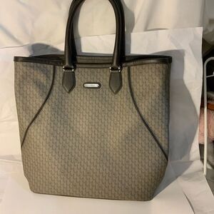 MONTBLANC  BROWN GRAY SIGNATURE BAG PVC LEATHER ITALY Excellent